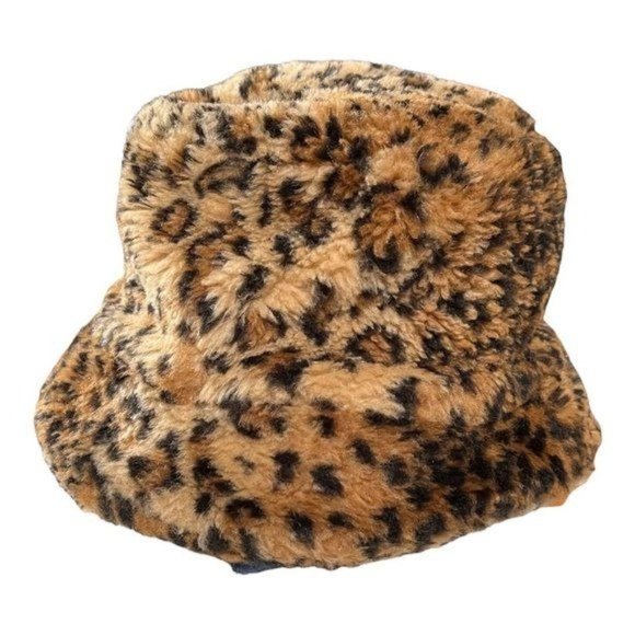 Accessories - Y2K Faux Fur Cheetah Print Fleece Lined Bucket Hat